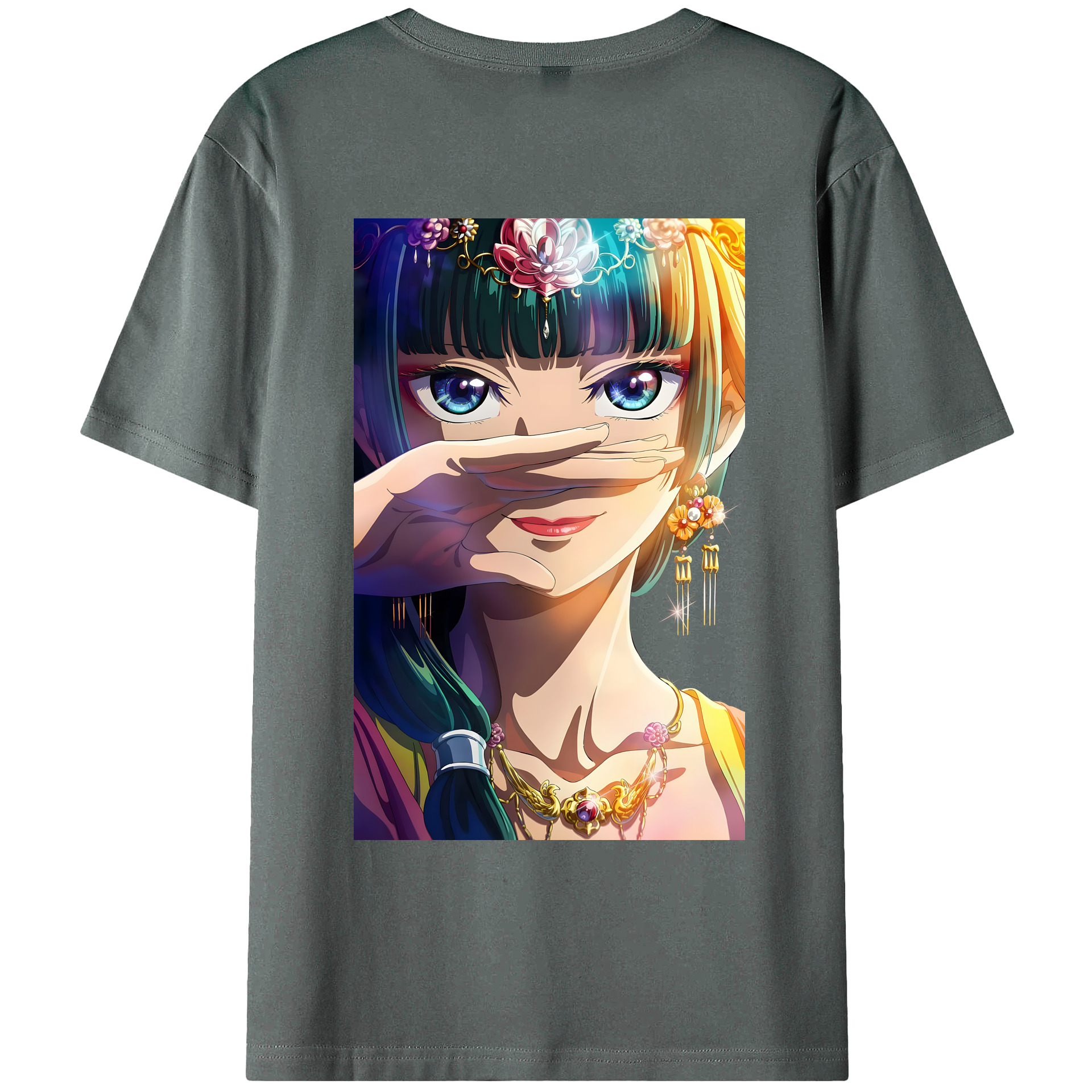 （画像用） 薬屋のひとりごと The Apothecary Diaries 綿100％ メンズ半袖Tシャツ（バックプリント） 通気性
